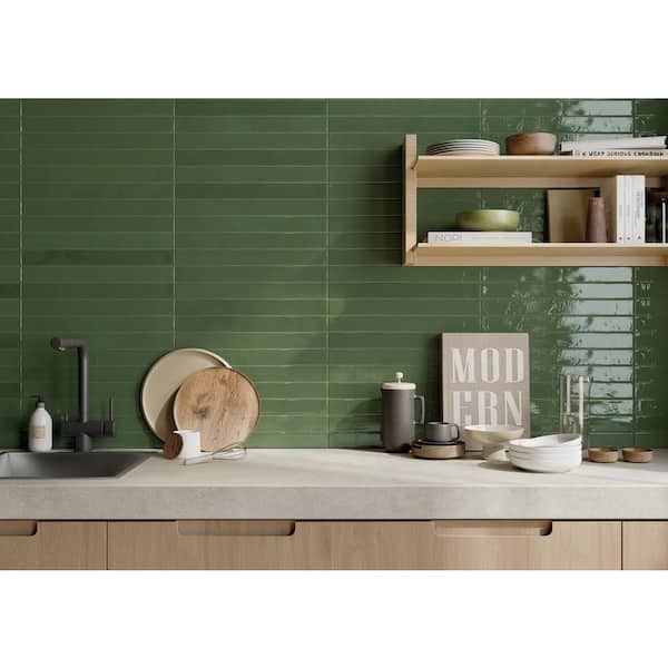 MSI Maestro Green Brick 2 in. x 18 in. Polished Porcelain Floor