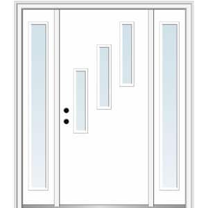 64.5 in. x 81.75 in. Davina Right-Hand Inswing 3-Lite Clear Low-E Painted Fiberglass Prehung Front Door with Sidelites