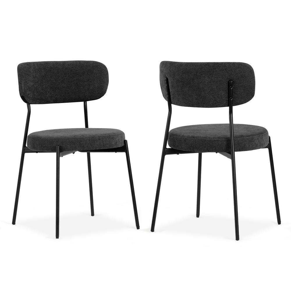 Glamour Home Set of 2 Aya Black Chenille Dining Chair with
