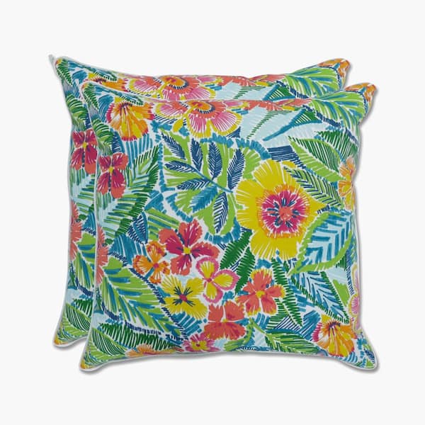 Pillow Perfect Floral Multicolored Square Outdoor Square Throw Pillow 2-Pack