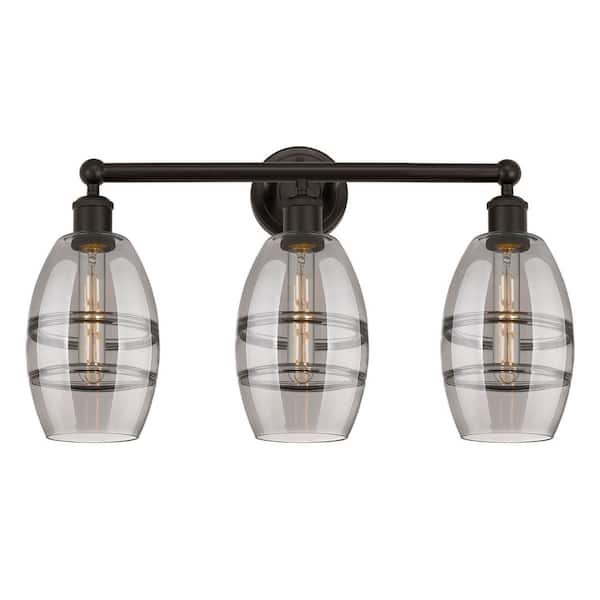 Vaz 23.88 in. 3-Light Oil Rubbed Bronze Vanity Light with Glass Shade