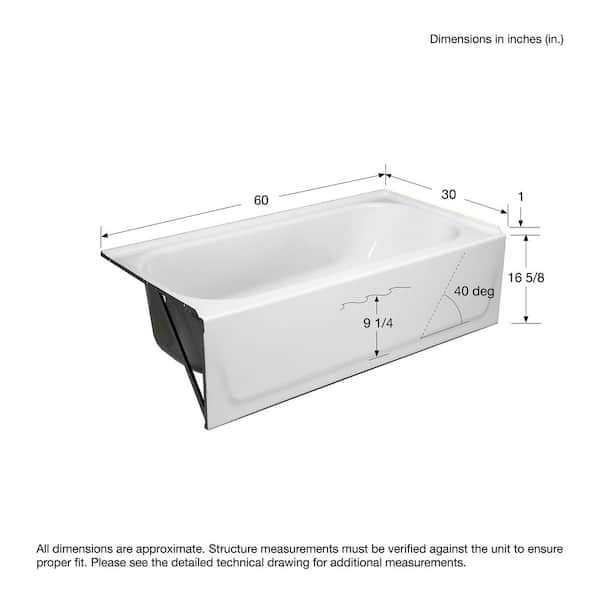 Bootz Industries Aloha AFR 60 in. Left Drain Raised Outlet