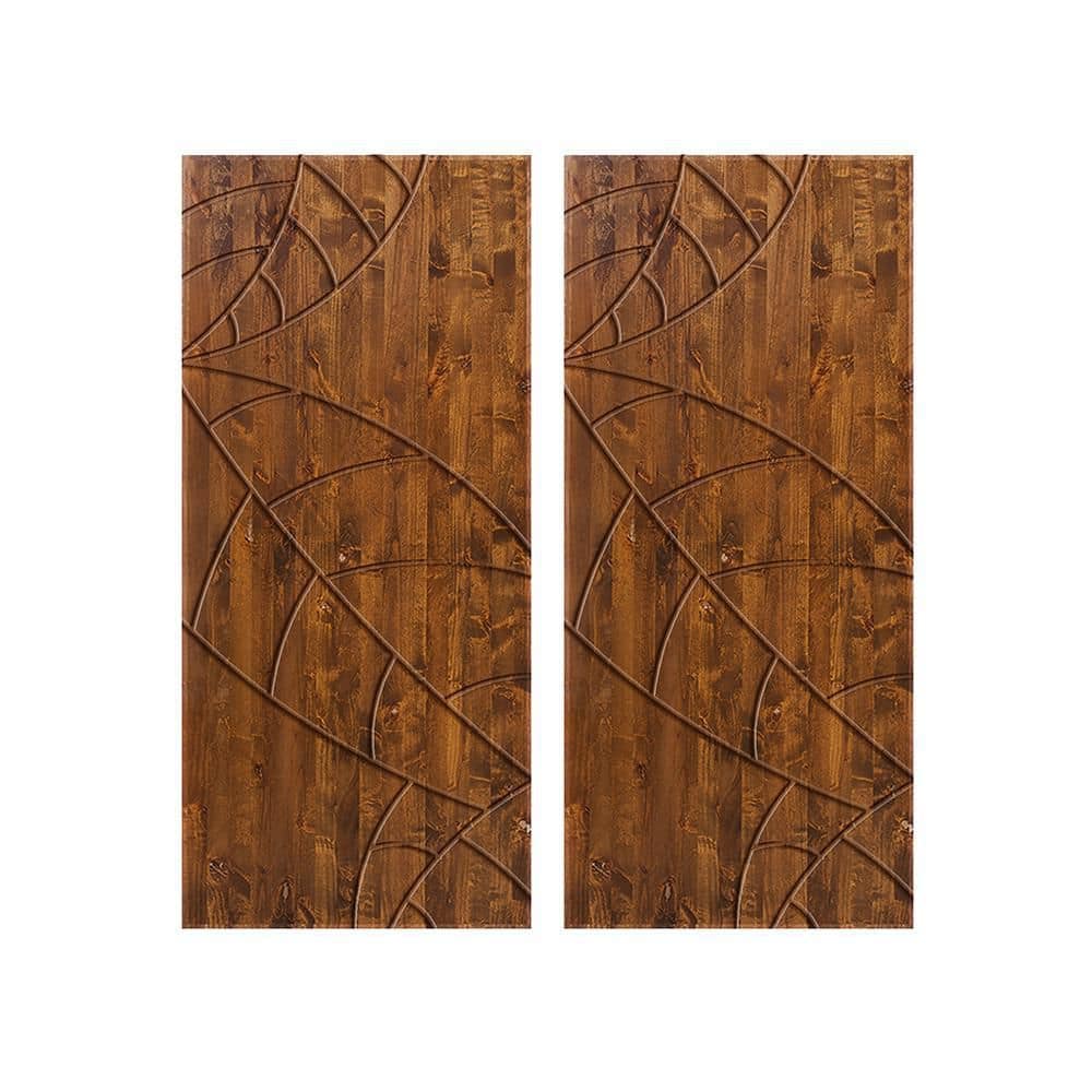 CALHOME 60 in. x 80 in. Hollow Core Walnut Stained Pine Wood