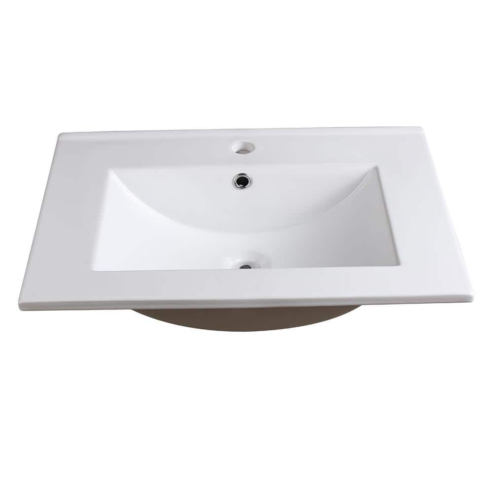 Torino 24'' White Ceramic Rectangular Bathroom Sink with Overflow