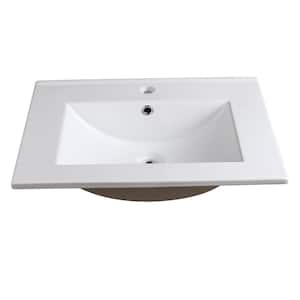 Allier 24 in. Drop-In Ceramic Bathroom Sink in White with Integrated Bowl