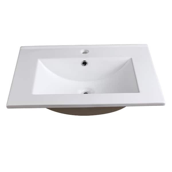 Fresca Allier 24 in. Drop-In Ceramic Bathroom Sink in White with Integrated Bowl