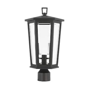 Witley Medium 2-Light Textured Black StoneStrong Outdoor Post Light with Clear Beveled Glass
