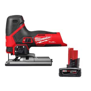 M12 12V Fuel Lithium-Ion Cordless Jig Saw with M12 XC 4.0 Ah Battery Pack
