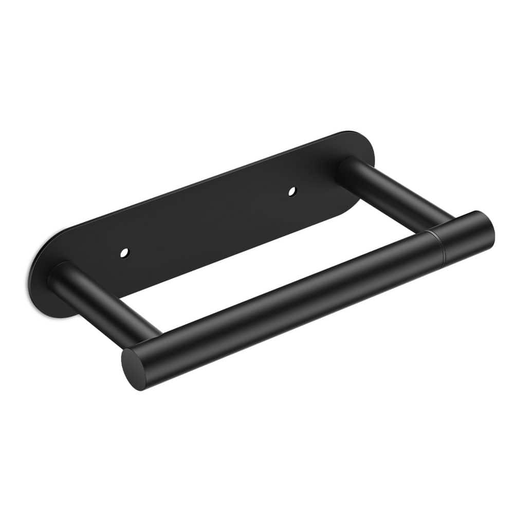 Bathroom Double Post Pivoting Toilet Paper Holder Adhesive or Wall Mounted 