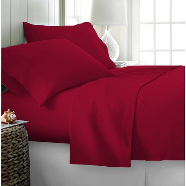Context 3 Piece Solid Red Microfiber, Red Duvet Cover Set King Size
