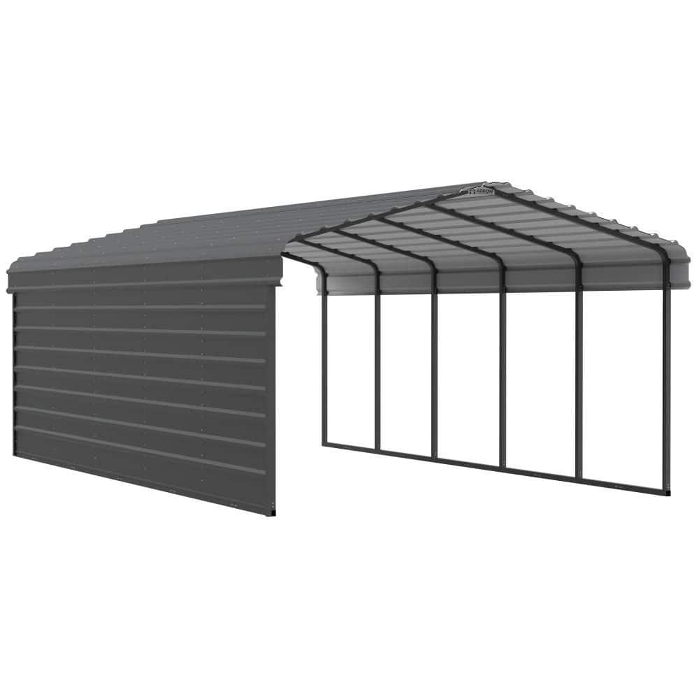 12' x 24' Charcoal Steel Carport Kit with Enclosure