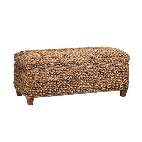 Laughton Amber Hand-Woven Banana Leaf Dining Bench 41.25 in. W