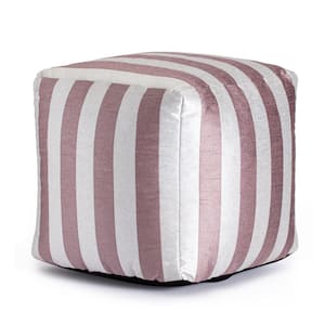 Cape May Rose 18 in. x 18 in. x 18 in. Pink and Ivory Pouf