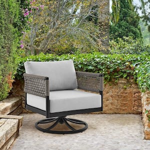 Felicia Aluminum Outdoor Rocking Chair with Dark Grey Cushions
