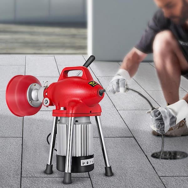 Drain Cleaner Machine 250-Watt 2 Cable Electric Drain Auger for 3/4 in. to 4 in. Pipes Power Spin with Autofeed Function