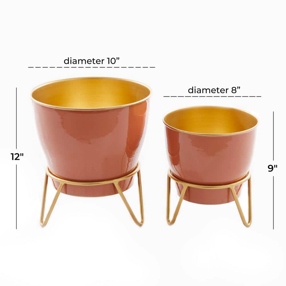 Novogratz Pink Metal Planter Set with Stands, Medium