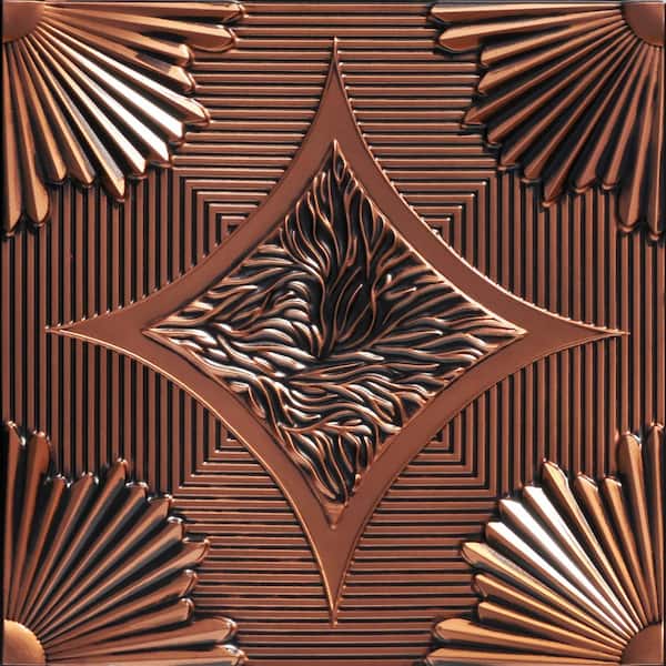 Sunset Boulevard Antique Copper 2 ft. x 2 ft. PVC Glue Up Faux Tin Ceiling Tile (40 sq. ft. /Case)