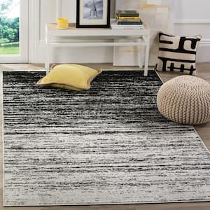 Adirondack Silver/Black 4 ft. x 6 ft. Solid Striped Area Rug