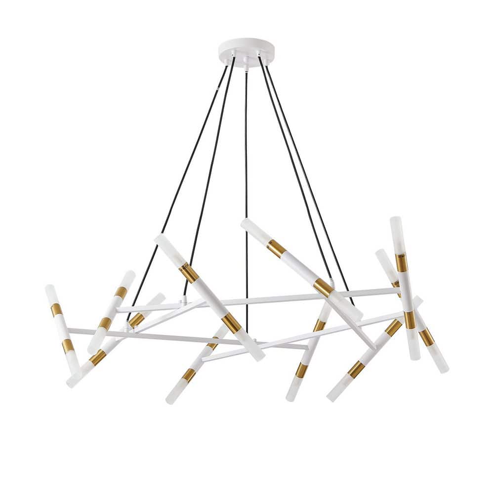 41 in. 20-Light Branch Modern White Chandelier Light with Frosted Tubes and Adjustable Height (Bulb Not Included) price history on PriceWatchPro