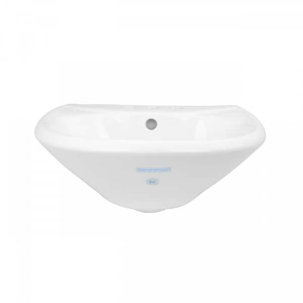 Ondine White Pedestal Bathroom Sink Combo with Overflow Hole