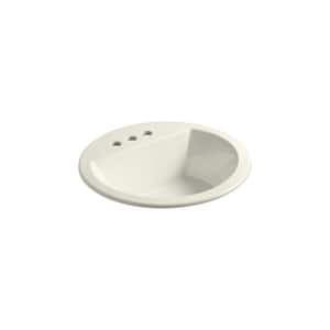 Bryant 19 in. Round Drop-In Vitreous China Bathroom Sink in Biscuit with Overflow Drain