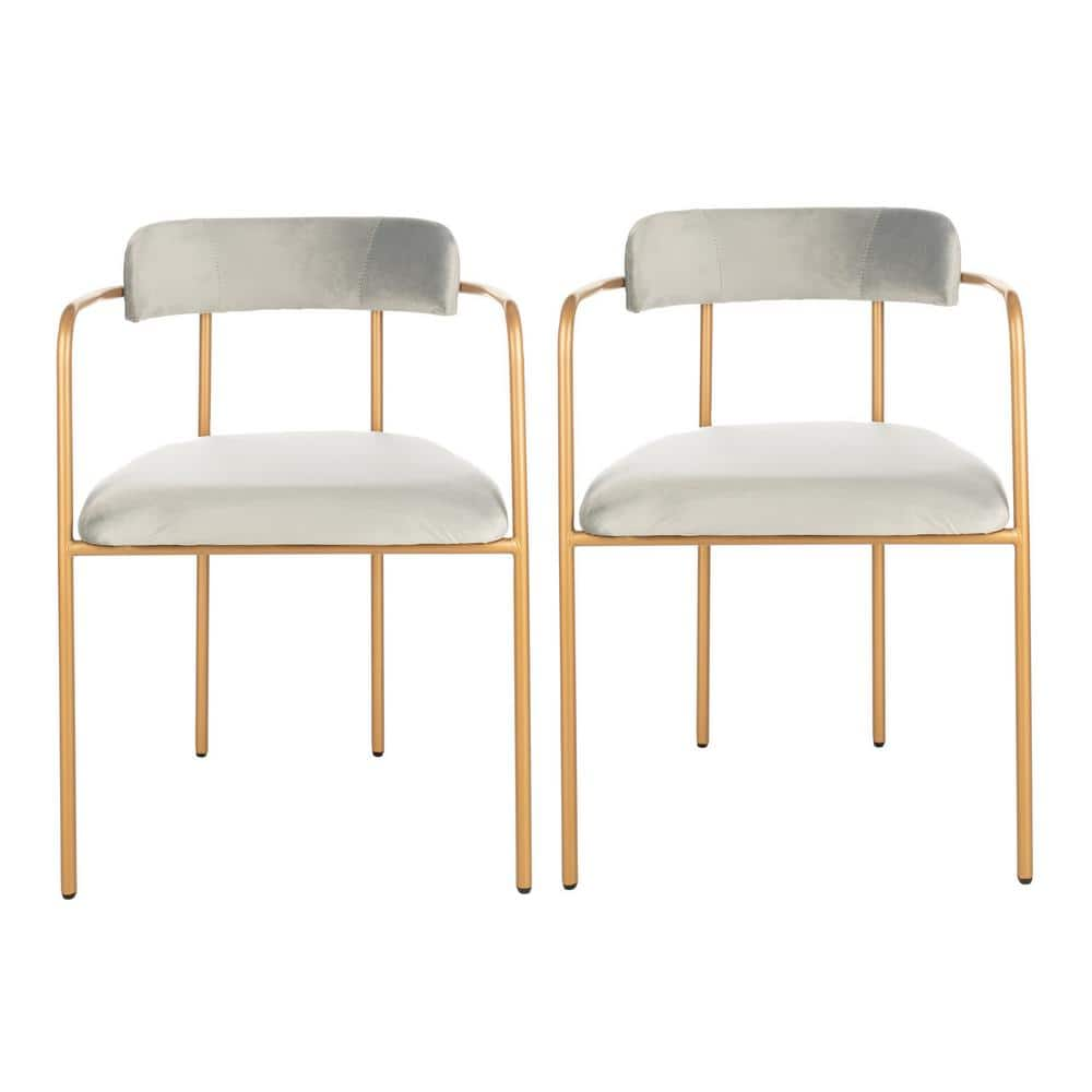 SAFAVIEH Camille Gray Gold Accent Chair Set Of 2 ACH6201A SET2 The   Gray Gold Safavieh Accent Chairs Ach6201a Set2 64 1000 