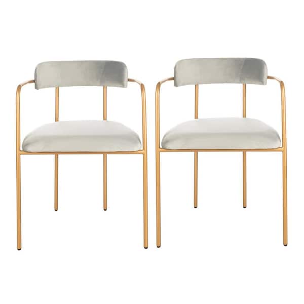 SAFAVIEH Camille Gray/Gold Accent Chair (Set of 2)