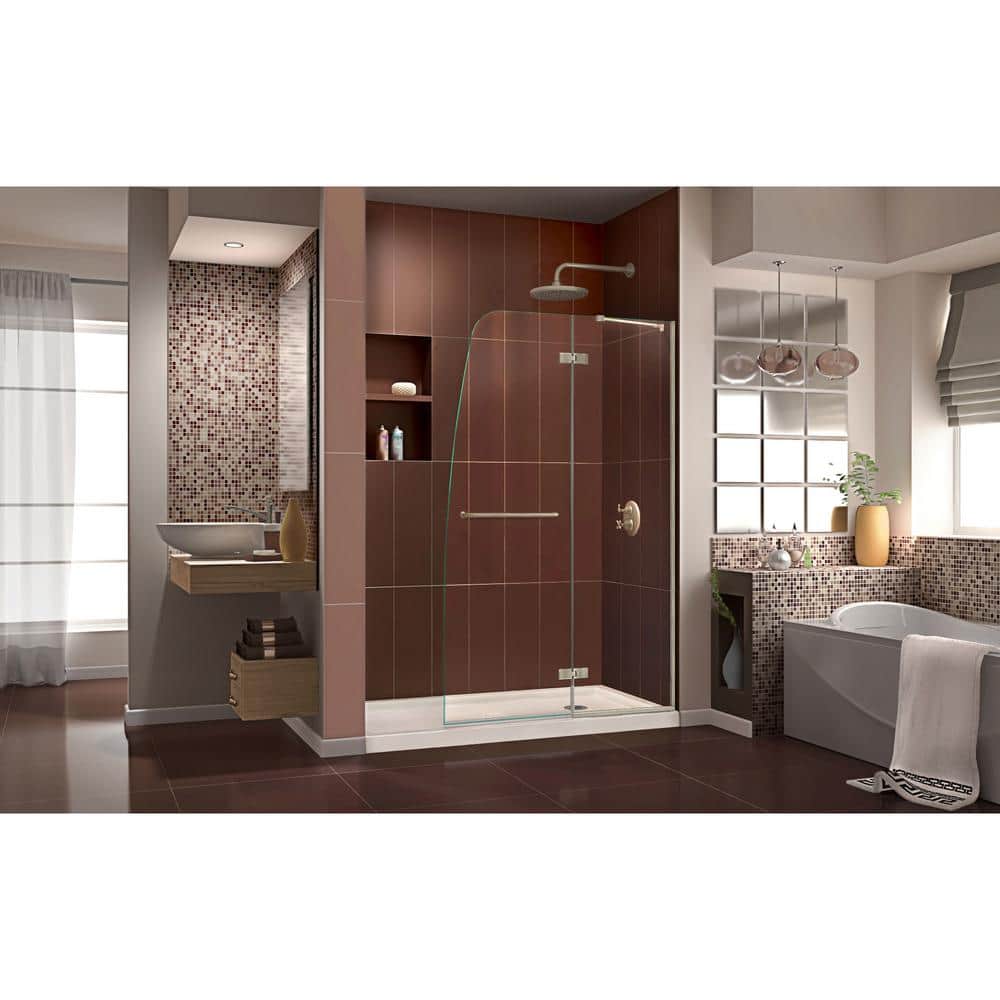 Aqua Ultra 60" Frameless Clear Glass Shower Kit with Brushed Nickel Hardware