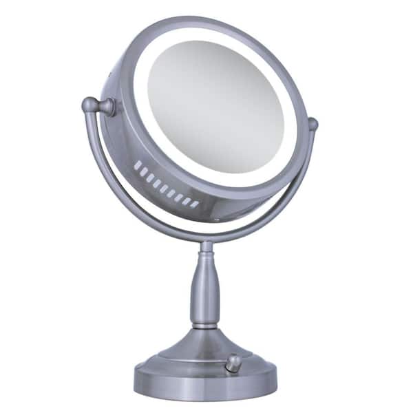 Zadro Lighted 8x 1x Round Vanity Makeup, Vanity Magnifying Mirror With Lights