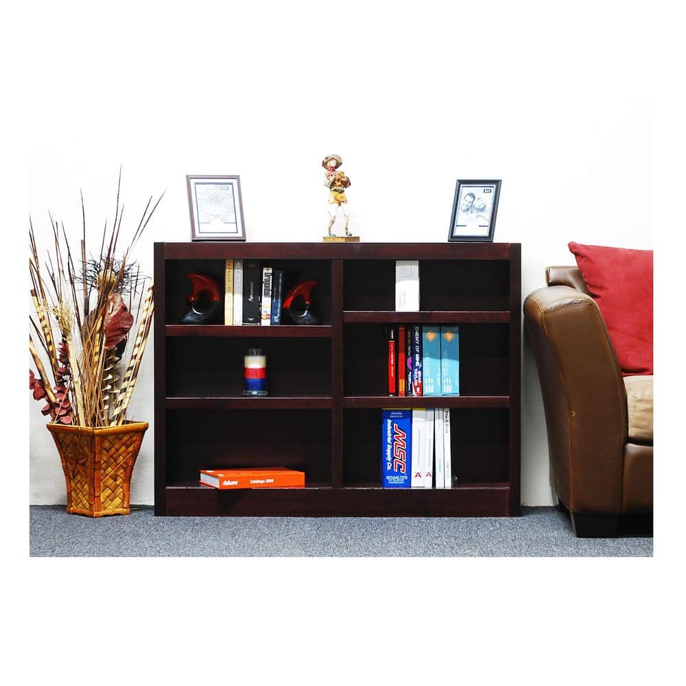 Eco-Friendly Cherry Wood Double Wide Adjustable Bookcase