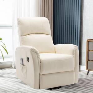 Luxury Ivory Leather Air Power Lift and Recline Massage Chair with Heat Therapy
