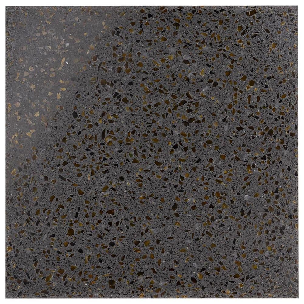Raleigh Glass Charcoal Gold 4 in. x 0.71 in. Polished Terrazzo Floor and Wall Tile Sample price history on PriceWatchPro