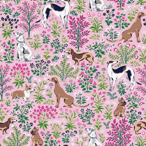 216 in. x 20.5 in. Pink Must Love Dogs Peel and Stick Wallpaper