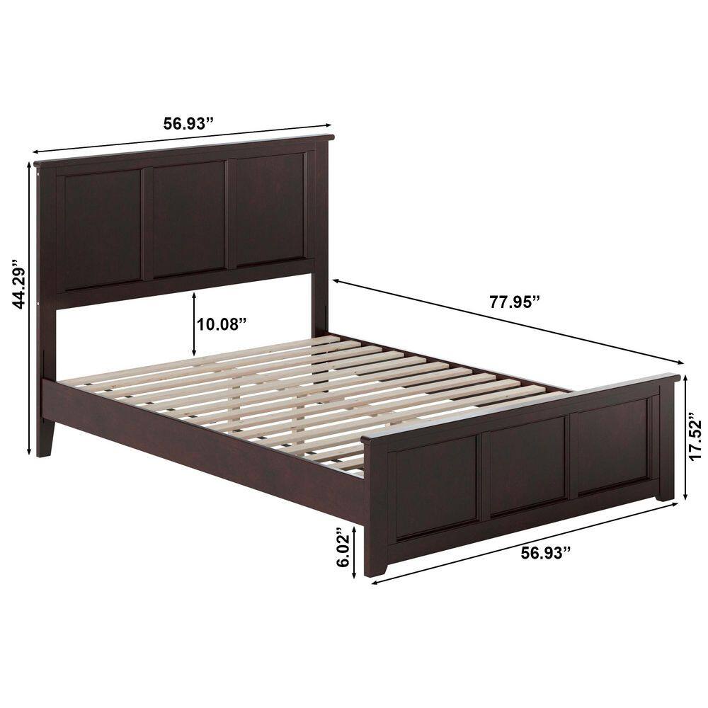 Charlotte Espresso Full Solid Wood Platform Bed with Headboard