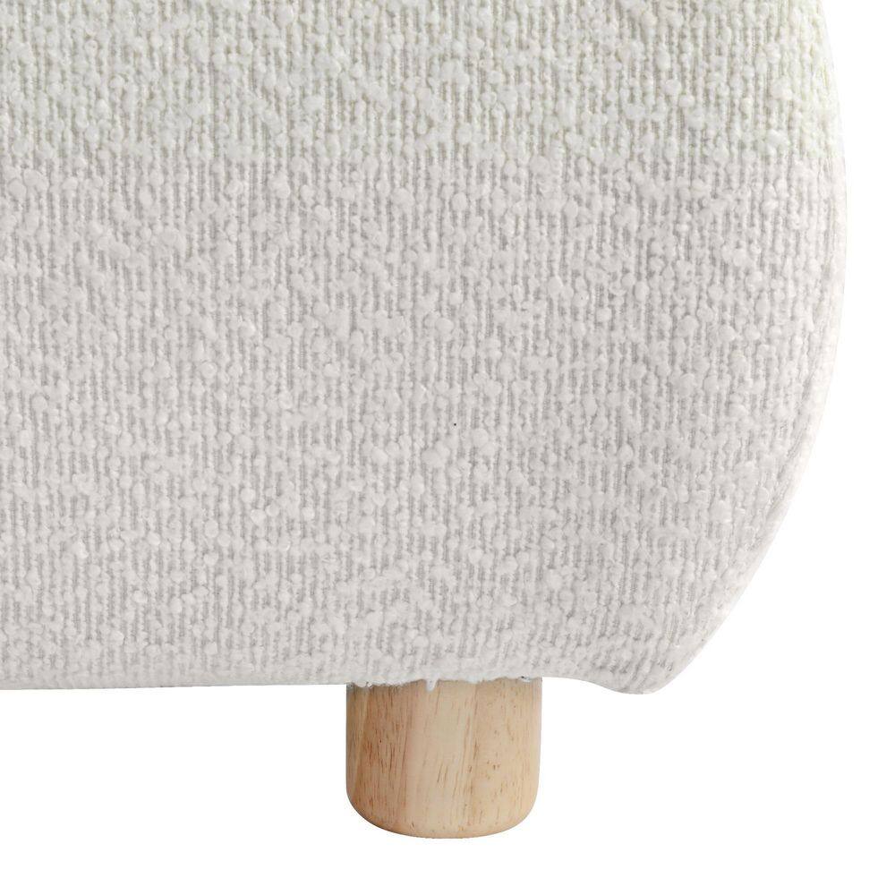 White Wood Frame King Size Boucle Fabric Upholstered Platform Bed with 2-Removable Pillow Headboard - thumbnail 5