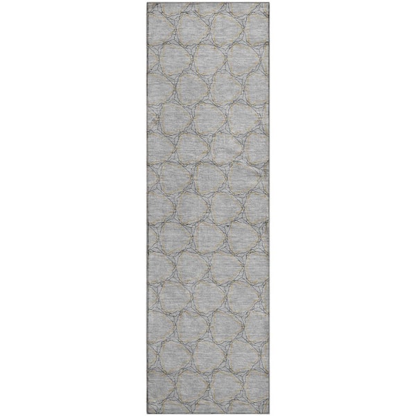Addison Rugs Mayfield Premium Machine Washable Abstract AMF960 Gray 2 ft. 3 in. x 7 ft. 6 in. Runner Rug
