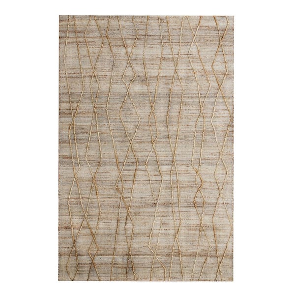 Unbranded Mauri Natural 7 ft. 9 in. x 9 ft. 9 in. Abstract Modern Jute Blend Area Rug