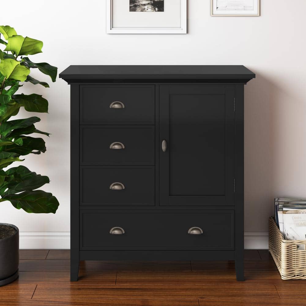 Redmond Solid Pine Black Freestanding Office Storage Cabinet