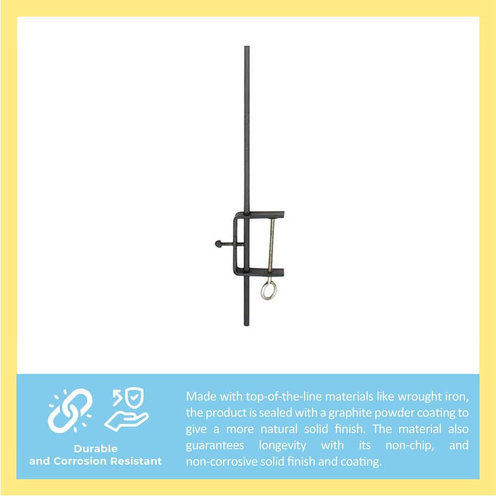 Adjustable Black Metal Deck Rail Shepherd's Hook
