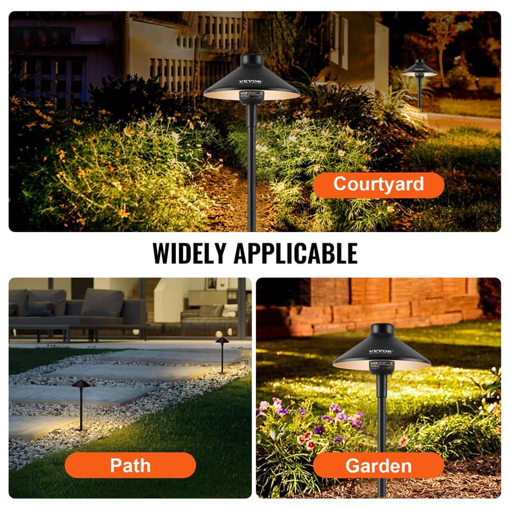 VEVOR 8-Pack Black Aluminum LED Pathway Lights with Quick Connectors