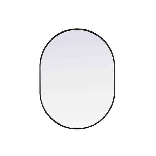 Unbranded Simply Living 30 in. W x 40 in. H Oval Metal Framed Black Mirror