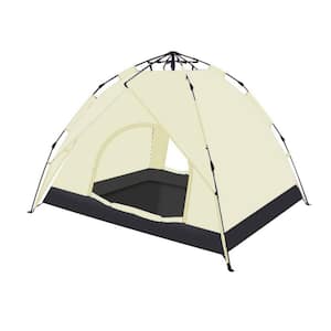 5-Person Plastic Portable Backpack Tent with Storage Bag, Beige