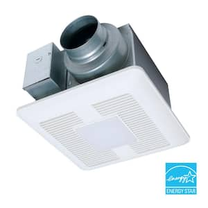 WhisperCeiling DC fan with LED lights, Pick-A-Flow Speed Selector 50, 80 or 110 CFM and Flex-Z Fast install bracket.