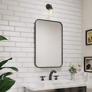 24 in. W x 36 in. H Rectangular Aluminum Framed Wall Bathroom Vanity Mirror in Black