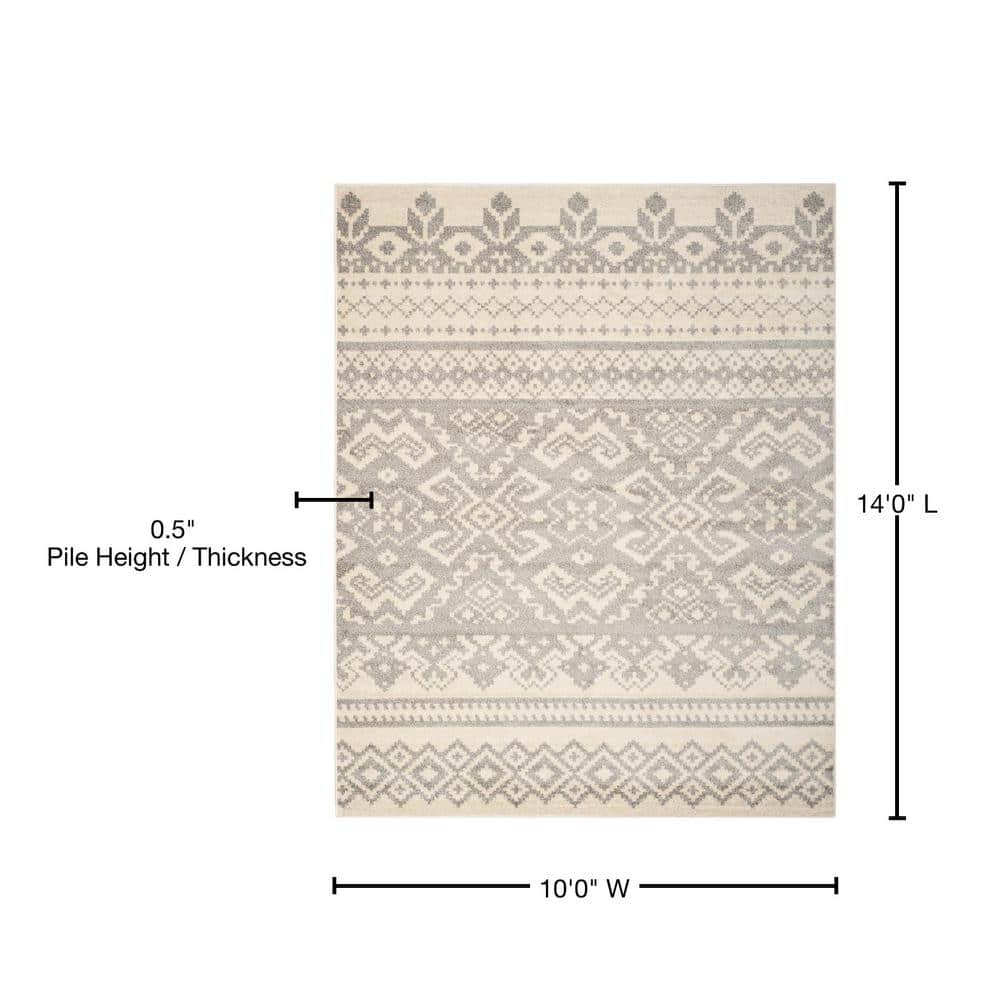 Chic Ivory & Silver Synthetic 10' x 14' Easy-Care Area Rug