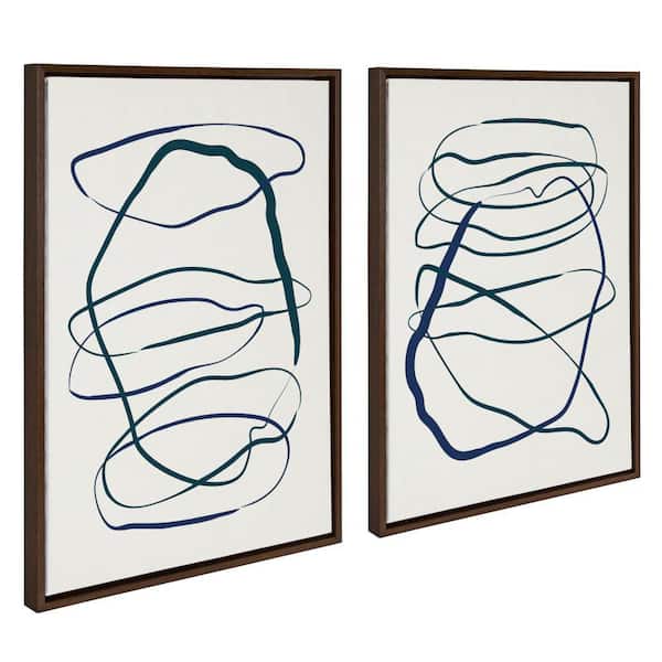 Kate and Laurel Sylvie Blue and Green Expressive Abstract by The Creative Bunch Studio 2 Piece Framed Art Print 23 in. x 33 in.