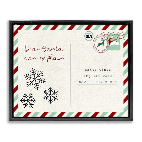Stupell Industries Dear Santa Postcard by Lil' Rue 1 Piece Floater Frame Graphic Print Typography Poster Art Print 21 in. x 17 in.