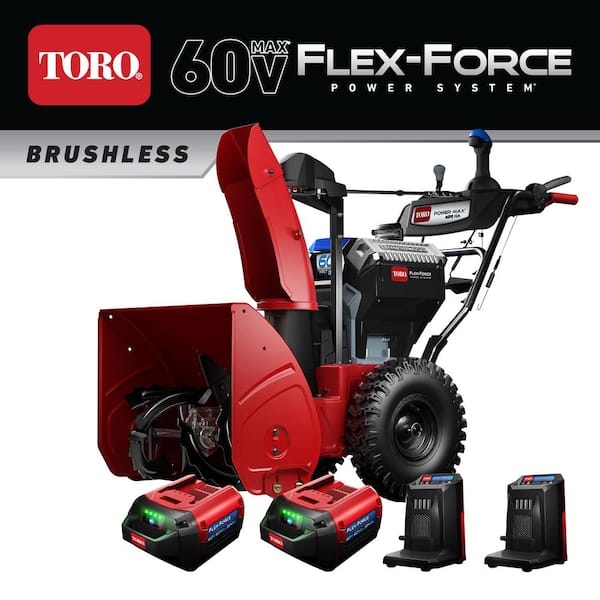 Toro 60-Volt Power Max E 26 in. 2-Stage Cordless Electric Snow Blower Triggerless Steering w/ Two 7.5 Ah Batteries & Charger