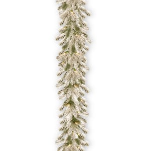 9 ft. Snowy Sheffield Spruce Artificial Christmas Garland with Twinkly LED Lights