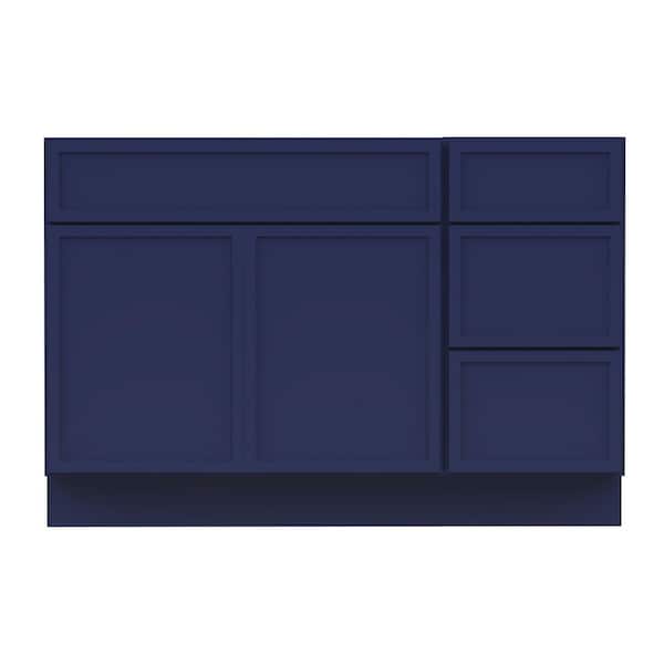 54 in. W x 21 in. D x 32.5 in. H Bath Vanity Cabinet without Top in Blue (Unassembled)
